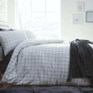 Silentnight White Brushed Check Duvet Set