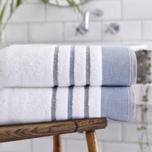 Silentnight Pure Cotton Ribbon Towel Pair - Blue