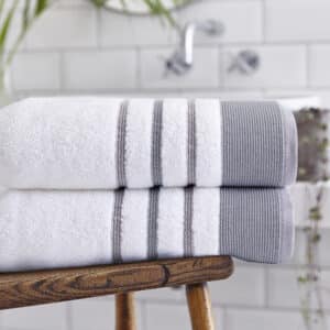 Silentnight Pure Cotton Ribbon Towel Pair - Grey