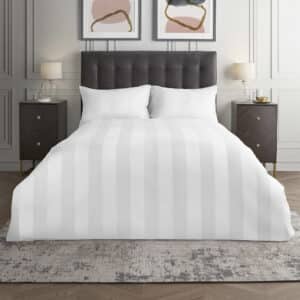 Silentnight Pure Cotton Wide Sateen Stripe Duvet Set - White