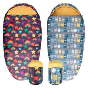 Silentnight Camping Collection Kids Sleeping Bag - Rainbow & Monster - 2 Pack