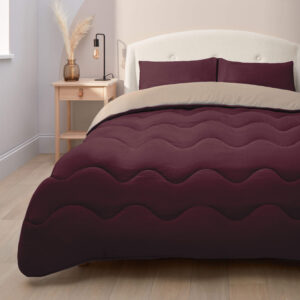 Silentnight | Coverless Duvet & Pillowcase Set, Seersucker - Berry/Natural