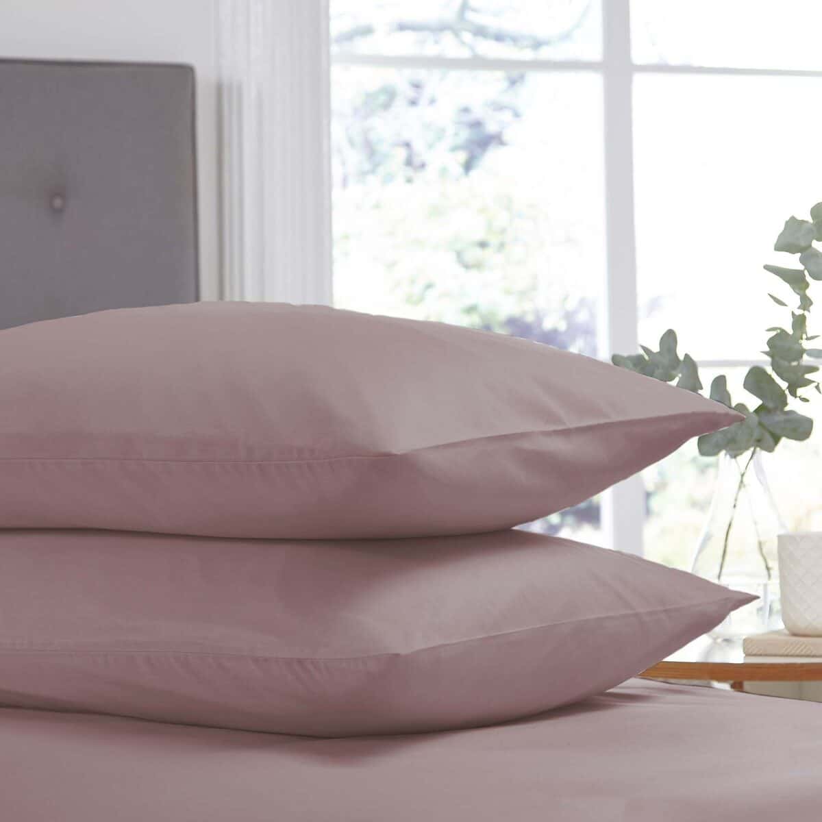 Silentnight Cotton Rich Housewife Pillowcase Pair - Mauve