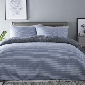 Silentnight Shirt Stripe Duvet Set - Denim