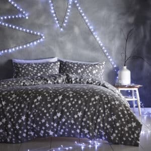 Silentnight Christmas Night Sky Brushed Cotton Duvet Set - Grey Stars