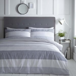Silentnight Seersucker Stripe Duvet Set - Denim