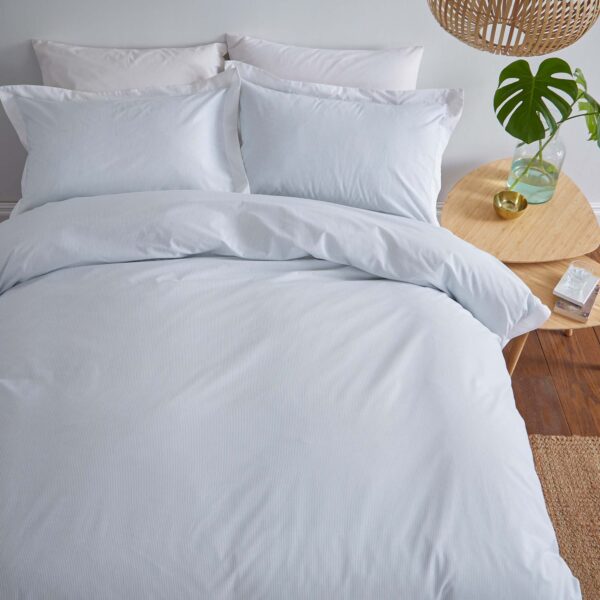 Silentnight Pinstripe Oxford Edge Duvet Set - Duck Egg