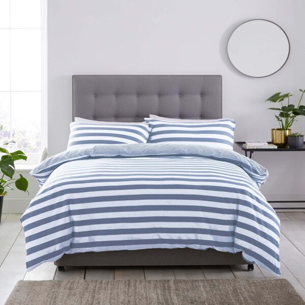 Silentnight Jersey Stripe Duvet Set - Denim