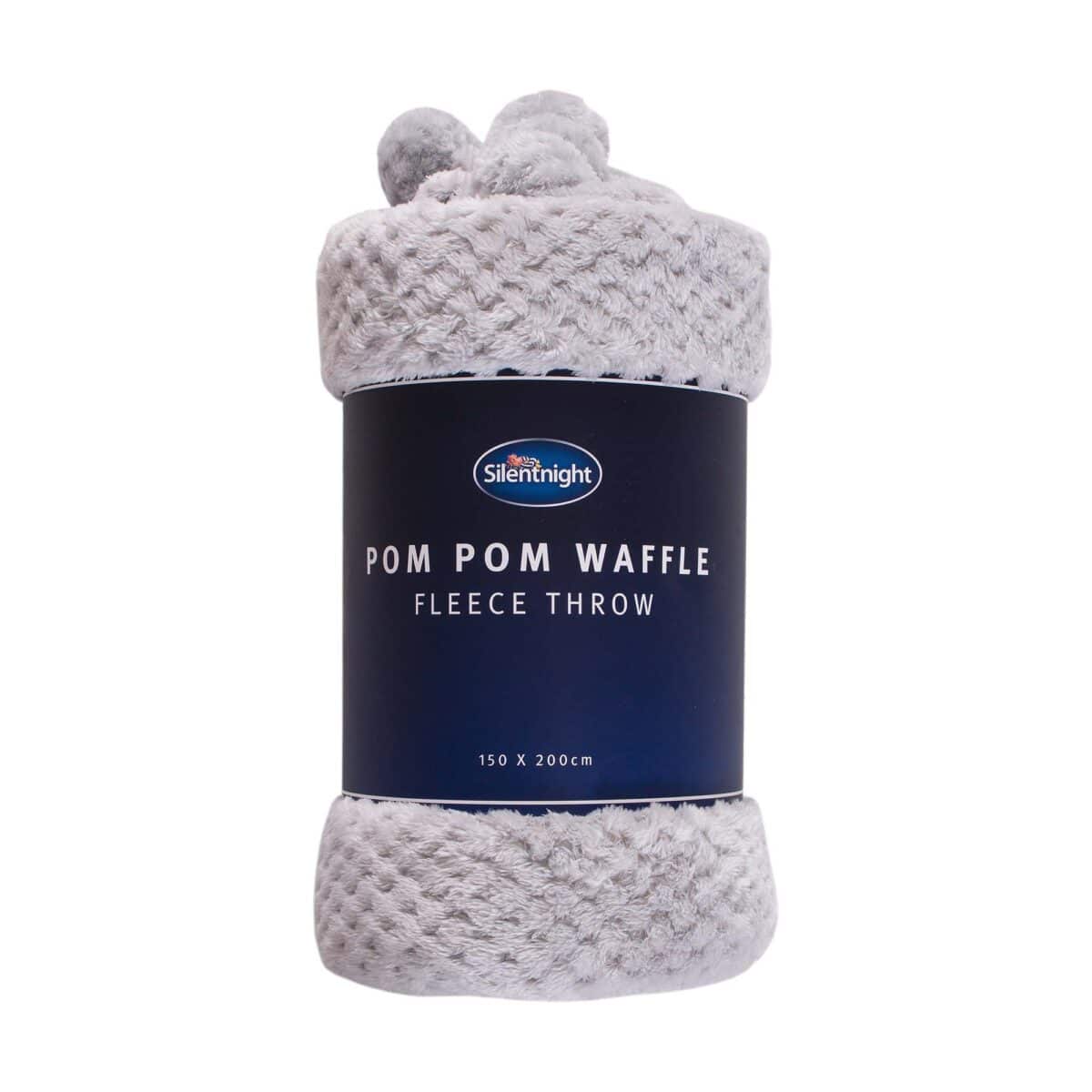 Silentnight Waffle Fleece Pom Pom Throw - 150 x 200cm