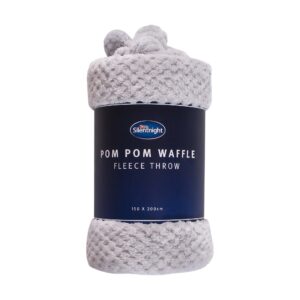 Silentnight Waffle Fleece Pom Pom Throw - 150 x 200cm