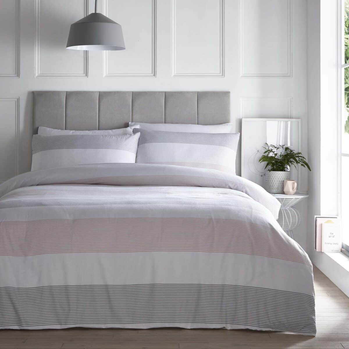 Silentnight Seersucker Stripe Duvet Set - Blush