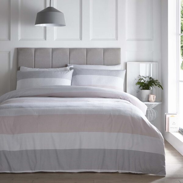 Silentnight Seersucker Stripe Duvet Set - Blush