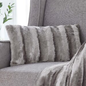 Silentnight Striped Faux Rabbit Fur Cushion