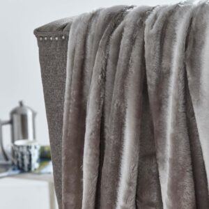 Silentnight Striped Faux Rabbit Fur Throw