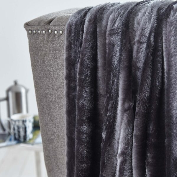 Silentnight Striped Faux Rabbit Fur Throw